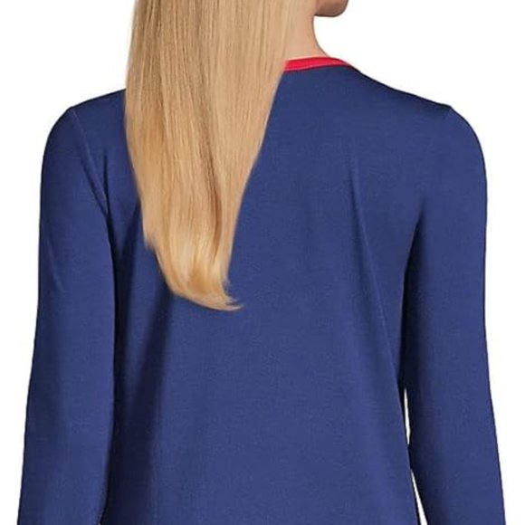 Women's Knit Pajama Set Long Sleeve T-Shirt and Flannel Pants Set, NWT - Picture 3 of 5